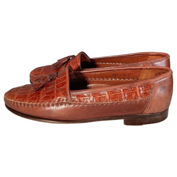 Belvedere Genuine Crocodile Loafers Shoes Mens 8 M Brown Tassel main image 8